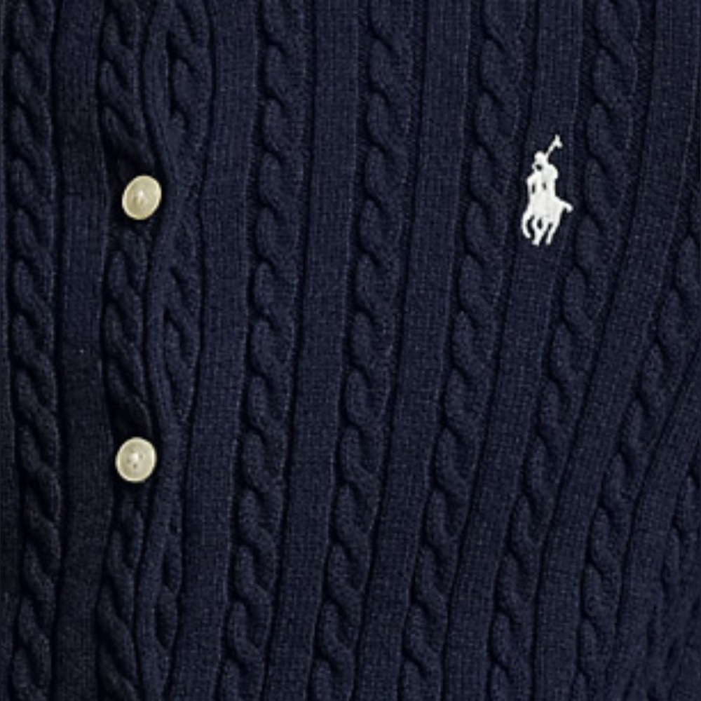 Polo by Ralph Lauren Women's Navy Blue Cable-Knit Cardigan - Picture 2 of 3